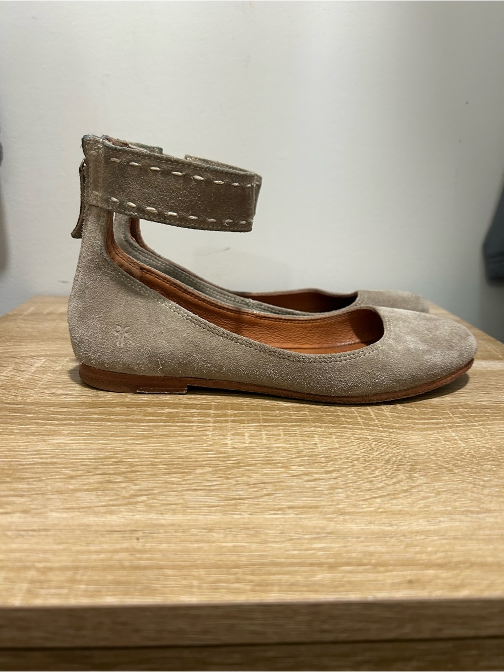 Frye Carson Suede Ankle-Strap Ballet Flat